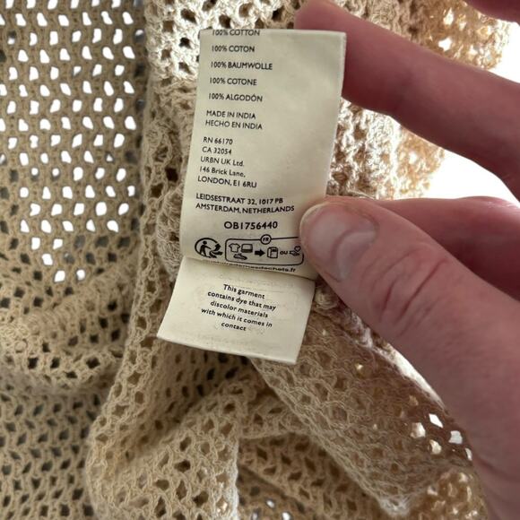 FREE PEOPLE SHORE SIDE MESH OVERSIZED MUSCLE TANK SIZE LARGE NWOT 100% COTTON - Picture 8 of 8